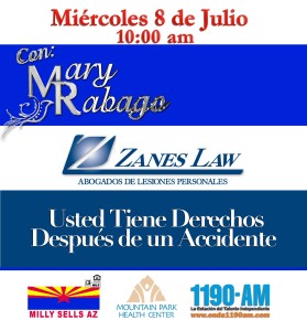 TODAY! Join us on 1190AM with Zanes Law and Mary Rabago